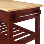 Breighton Home American Heritage 3 Tier Butcher Block Kitchen Cart with Drawers Mahogany
