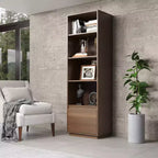 71" Gunther Mid-Century Modern 4 Shelves and a Drawer Solid Wood Walnut - Linon