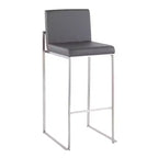 Set of 2 Fuji High Back Stainless Steel/Faux Leather Barstools - LumiSource