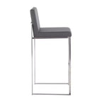 Set of 2 Fuji High Back Stainless Steel/Faux Leather Barstools - LumiSource
