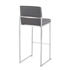 Set of 2 Fuji High Back Stainless Steel/Faux Leather Barstools - LumiSource
