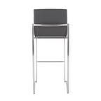 Set of 2 Fuji High Back Stainless Steel/Faux Leather Barstools - LumiSource