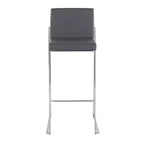 Set of 2 Fuji High Back Stainless Steel/Faux Leather Barstools - LumiSource