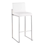 Set of 2 Fuji High Back Stainless Steel/Faux Leather Barstools - LumiSource