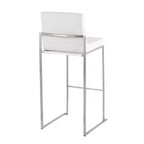 Set of 2 Fuji High Back Stainless Steel/Faux Leather Barstools - LumiSource