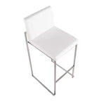Set of 2 Fuji High Back Stainless Steel/Faux Leather Barstools - LumiSource