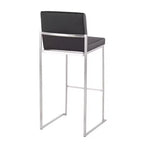 Set of 2 Fuji High Back Stainless Steel/Faux Leather Barstools - LumiSource