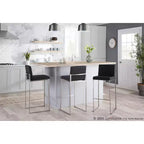 Set of 2 Fuji High Back Stainless Steel/Faux Leather Barstools - LumiSource