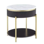 Cartehena Faux Marble End Table with Drawer - HOMES: Inside + Out