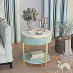 Cartehena Faux Marble End Table with Drawer - HOMES: Inside + Out