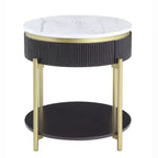 Cartehena Faux Marble End Table with Drawer - HOMES: Inside + Out