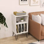 Costway 3-Tier Record Player Stand with Charging Station Shelf & 4 Dividers for Bedroom