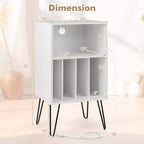 Costway 3-Tier Record Player Stand with Charging Station Shelf & 4 Dividers for Bedroom