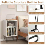 Costway 3-Tier Record Player Stand with Charging Station Shelf & 4 Dividers for Bedroom