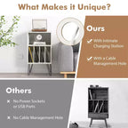 Costway 3-Tier Record Player Stand with Charging Station Shelf & 4 Dividers for Bedroom