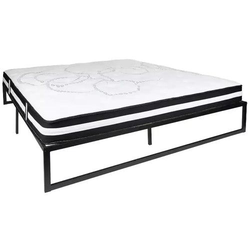 Emma and Oliver 14 Platform Bed Frame & 12 Mattress in a Box - No Box Spring Required