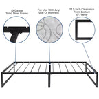 Emma and Oliver 14 Platform Bed Frame & 12 Mattress in a Box - No Box Spring Required